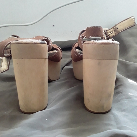 Sam Edelman Mae suede wood platform heel size 7 - Picture 3 of 5